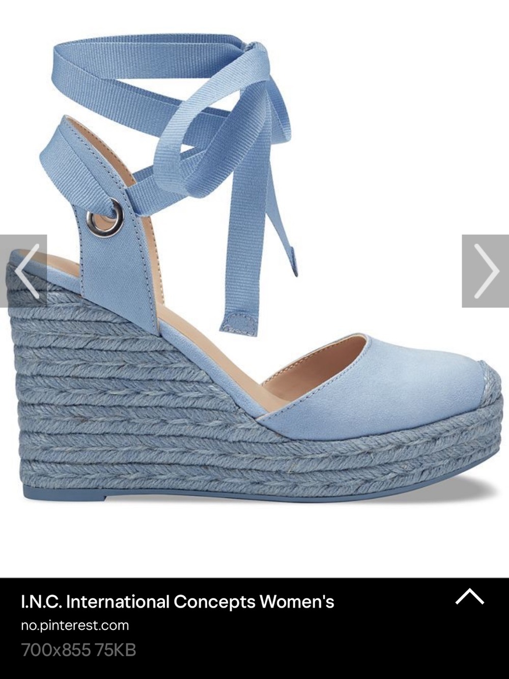 INC International Concepts Powder Blue Espadrille Wedge Sandals